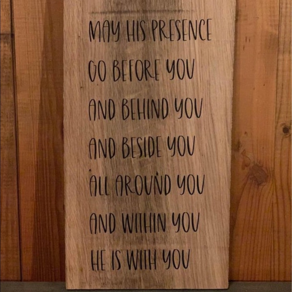 Wooden sign with vinyl lettering from The Blessing worship song